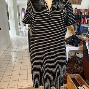 Polo by Ralph Lauren Black and White Striped Mini Dress